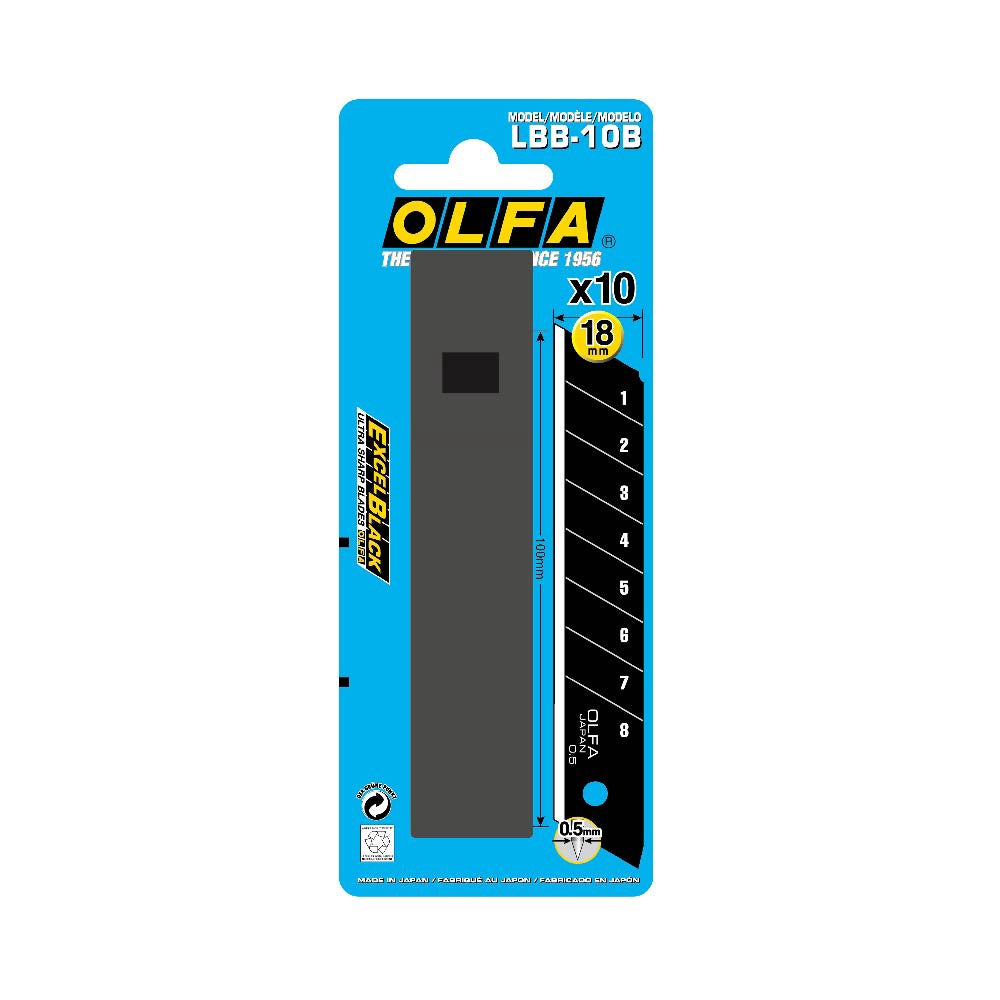 OLD Olfa EXCEL BLACK™ Ultra Sharp Blade 18mm - Pack of 10 (LBB10B)